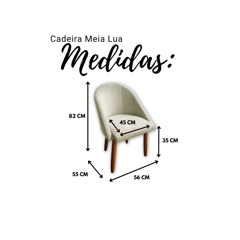 Cadeira jantar Meia Lua Veludo Cinza - Montanaris Decor