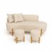 Conjunto  Sofá Curvo Orgânico + 02 Puff  Luna Boucle Bege - Montanaris Decor