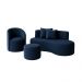 Conjunto 01 Poltrona + Sofá  e 1 Puff Curvo Orgânico Nature Gaia Boucle Azul Marinho - Montanaris Decor