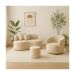 Conjunto 01 Poltrona + Sofá  e 1 Puff Curvo Orgânico Nature Gaia Boucle Bege - Montanaris Decor