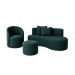 Conjunto 01 Poltrona + Sofá  e 1 Puff Curvo Orgânico Nature Gaia Boucle Verde - Montanaris Decor