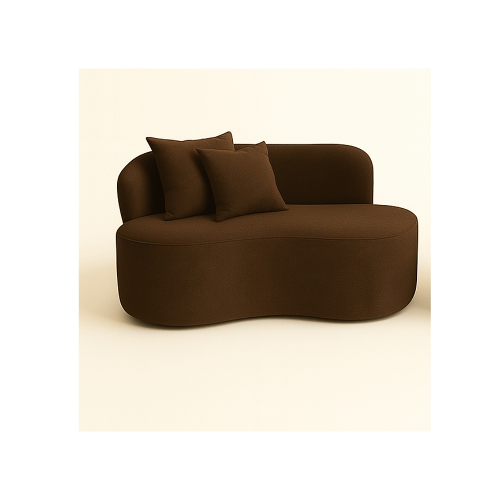 Conjunto 01 Poltrona + Sofá  e 1 Puff Curvo Orgânico Nature Gaia Sued  Marrom - Montanaris Decor
