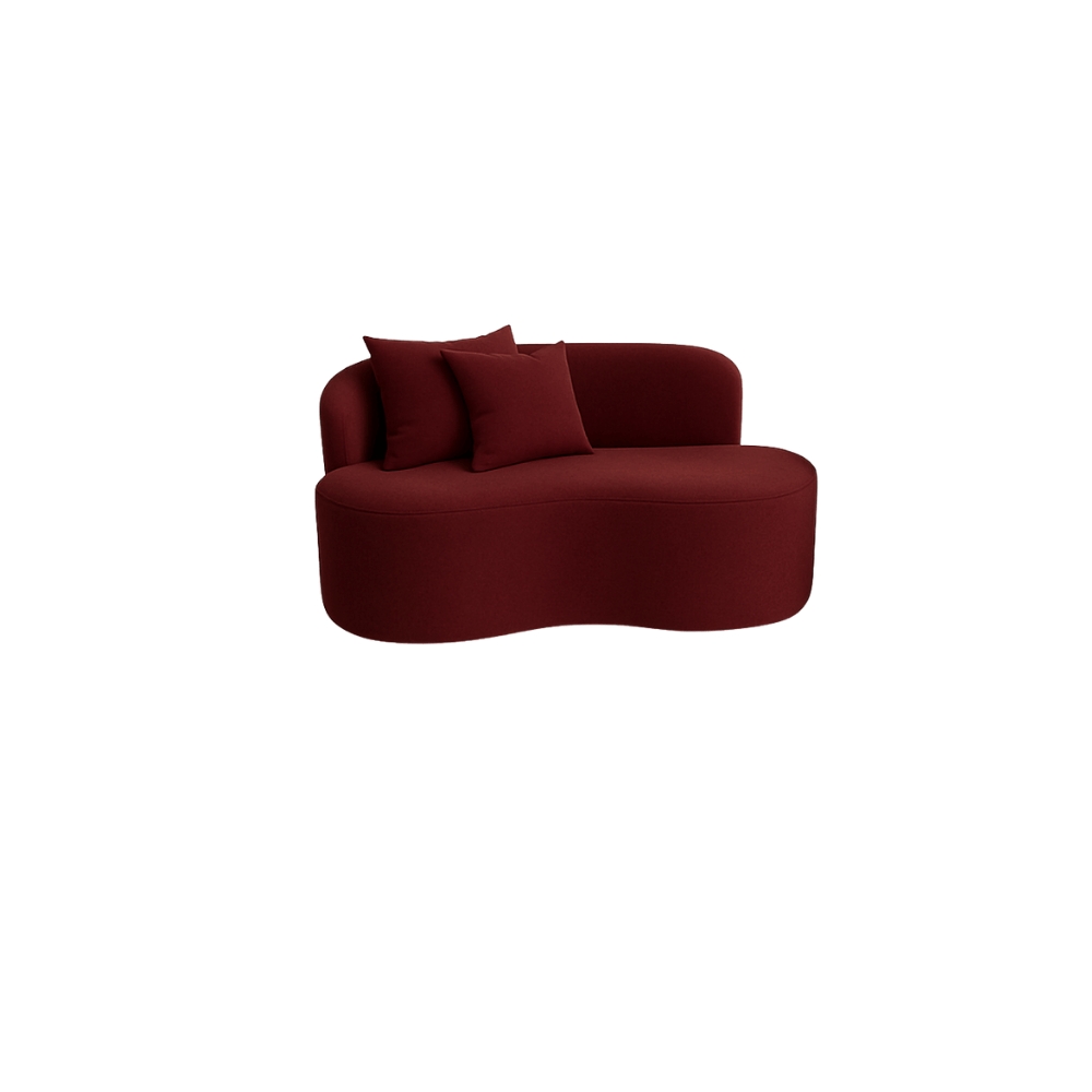Conjunto 01 Poltrona + Sofá  e 1 Puff Curvo Orgânico Nature Gaia Sued Bordô - Montanaris Decor