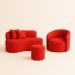 Conjunto 01 Poltrona + Sofá  e 1 Puff Curvo Orgânico Nature Gaia Suede Vermelho - Montanaris Decor
