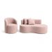 Conjunto 01 Poltrona + Sofá Curvo Orgânico Nature Gaia Boucle Rosê - Montanaris Decor