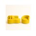 Conjunto 01 Poltrona + Sofá Curvo Orgânico Nature Gaia Suede Amarelo - Montanaris Decor