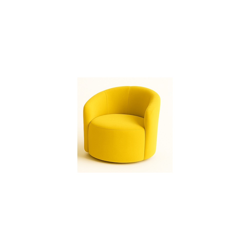 Conjunto 01 Poltrona + Sofá Curvo Orgânico Nature Gaia Suede Amarelo - Montanaris Decor