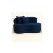 Conjunto 01 Poltrona + Sofá Curvo Orgânico Nature Gaia Suede Azul Marinho - Montanaris Decor