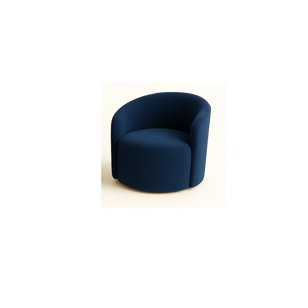 Conjunto 01 Poltrona + Sofá Curvo Orgânico Nature Gaia Suede Azul Marinho - Montanaris Decor