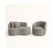 Conjunto 01 Poltrona + Sofá Curvo Orgânico Nature Gaia Suede Cinza - Montanaris Decor