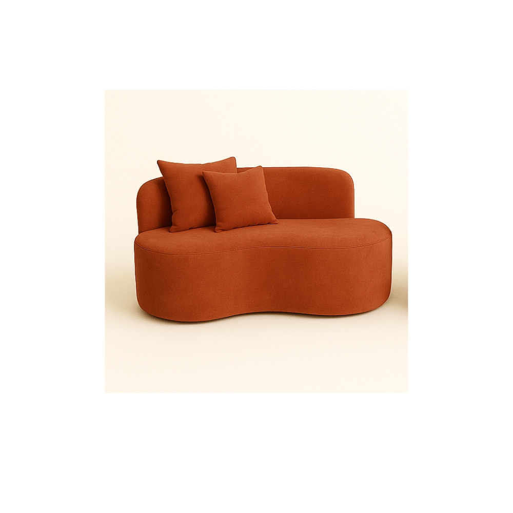 Conjunto 01 Poltrona + Sofá Curvo Orgânico Nature Gaia Suede Terracota - Montanaris Decor
