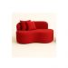 Conjunto 01 Poltrona + Sofá Curvo Orgânico Nature Gaia Suede Vermelho - Montanaris Decor