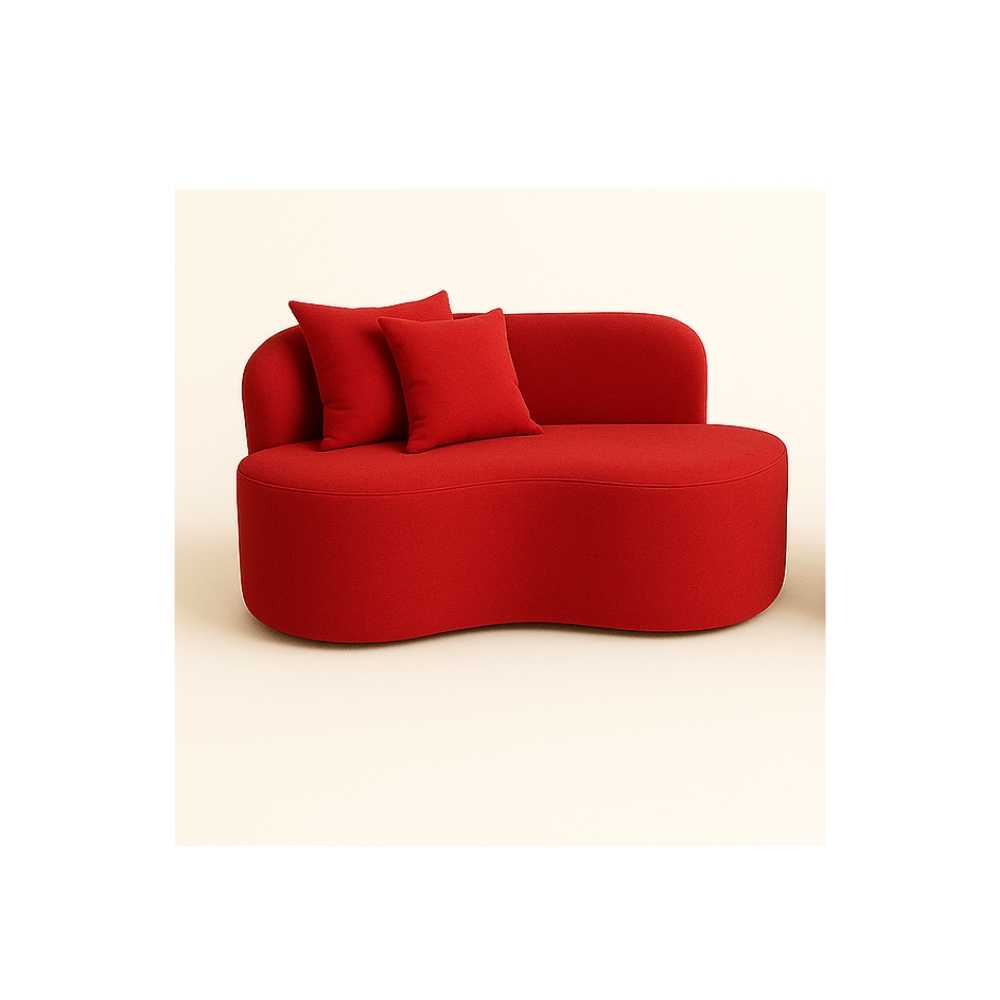 Conjunto 01 Poltrona + Sofá Curvo Orgânico Nature Gaia Suede Vermelho - Montanaris Decor