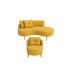 Conjunto 01 Poltrona + Sofá Curvo Orgânico Veludo Amarelo - Montanaris Decor