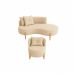 Conjunto 01 Poltrona + Sofá Curvo Orgânico Veludo Bege - Montanaris Decor