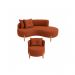 Conjunto 01 Poltrona + Sofá Curvo Orgânico Veludo Terracota - Montanaris Decor