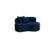 Conjunto 02 Poltronas + Sofá e Puff Curvo Orgânico Nature Gaia Boucle Azul Marinho - Montanaris Decor
