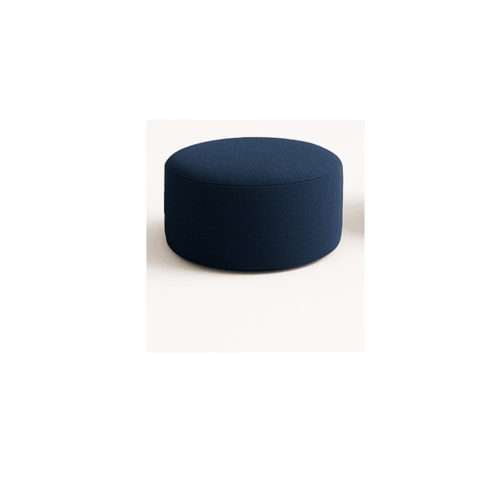 Conjunto 02 Poltronas + Sofá e Puff Curvo Orgânico Nature Gaia Boucle Azul Marinho - Montanaris Decor