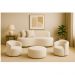 Conjunto 02 Poltronas + Sofá e Puff Curvo Orgânico Nature Gaia Boucle Bege - Montanaris Decor