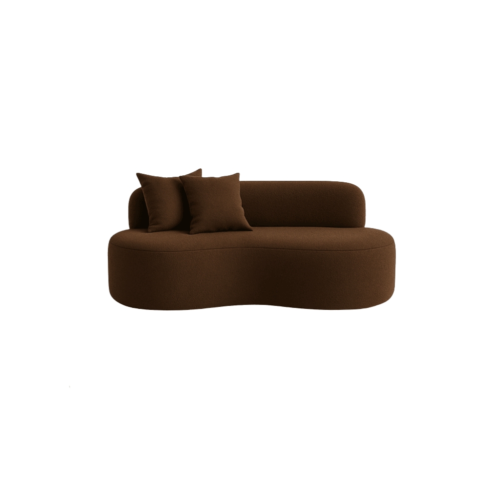 Conjunto 02 Poltronas + Sofá e Puff Curvo Orgânico Nature Gaia Boucle Marrom- Montanaris Decor