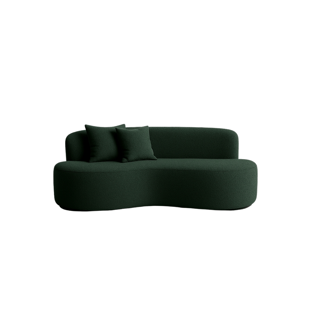 Conjunto 02 Poltronas + Sofá e Puff Curvo Orgânico Nature Gaia Boucle Verde - Montanaris Decor