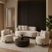 Conjunto 2 Poltronas + Sofá Curvo Orgânico Boucle Bege - Montanaris Decor