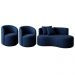 Conjunto Decorativo 02 Poltronas + Sofá Curvo Orgânico Nature Gaia Boucle Azul Marinho - Montanaris Decor