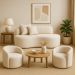 Conjunto Decorativo 02 Poltronas + Sofá Curvo Orgânico Nature Gaia Boucle Bege - Montanaris Decor