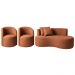 Conjunto Decorativo 02 Poltronas + Sofá Curvo Orgânico Nature Gaia Boucle Terracota - Montanaris Decor
