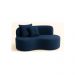 Conjunto Decorativo 02 Poltronas + Sofá Curvo Orgânico Nature Gaia Suede Azul Marinho - Montanaris Decor