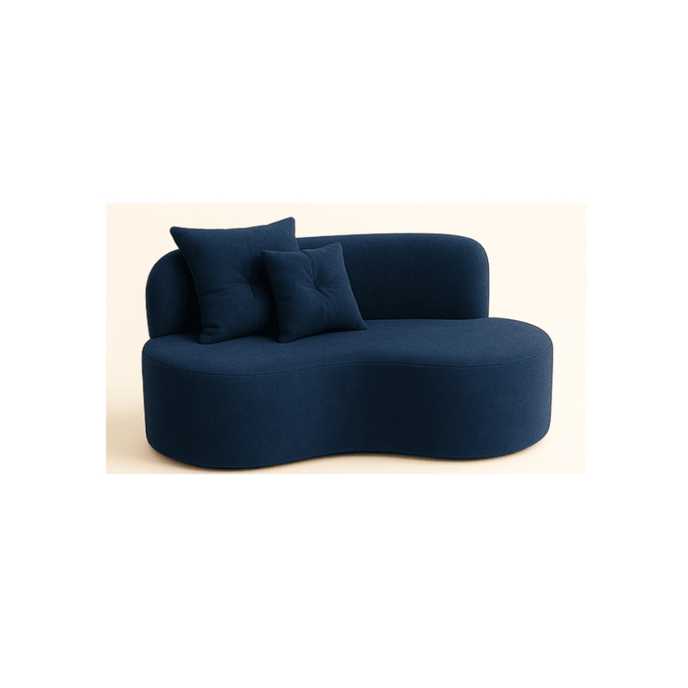 Conjunto Decorativo 02 Poltronas + Sofá Curvo Orgânico Nature Gaia Suede Azul Marinho - Montanaris Decor