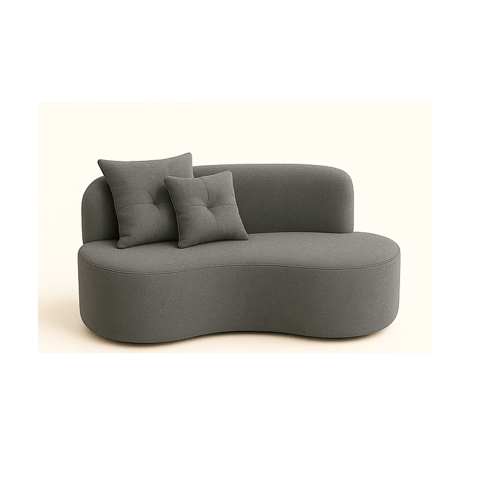 Conjunto Decorativo 02 Poltronas + Sofá Curvo Orgânico Nature Gaia Suede Cinza - Montanaris Decor