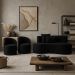 Conjunto Decorativo 02 Poltronas + Sofá Curvo Orgânico Nature Gaia Suede Preto - Montanaris Decor