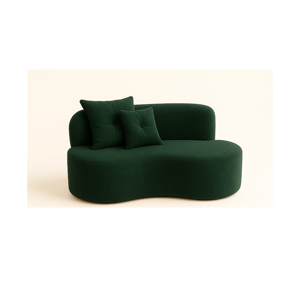 Conjunto Decorativo 02 Poltronas + Sofá Curvo Orgânico Nature Gaia Suede Verde - Montanaris Decor
