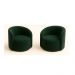 Conjunto Decorativo 02 Poltronas + Sofá Curvo Orgânico Nature Gaia Suede Verde - Montanaris Decor