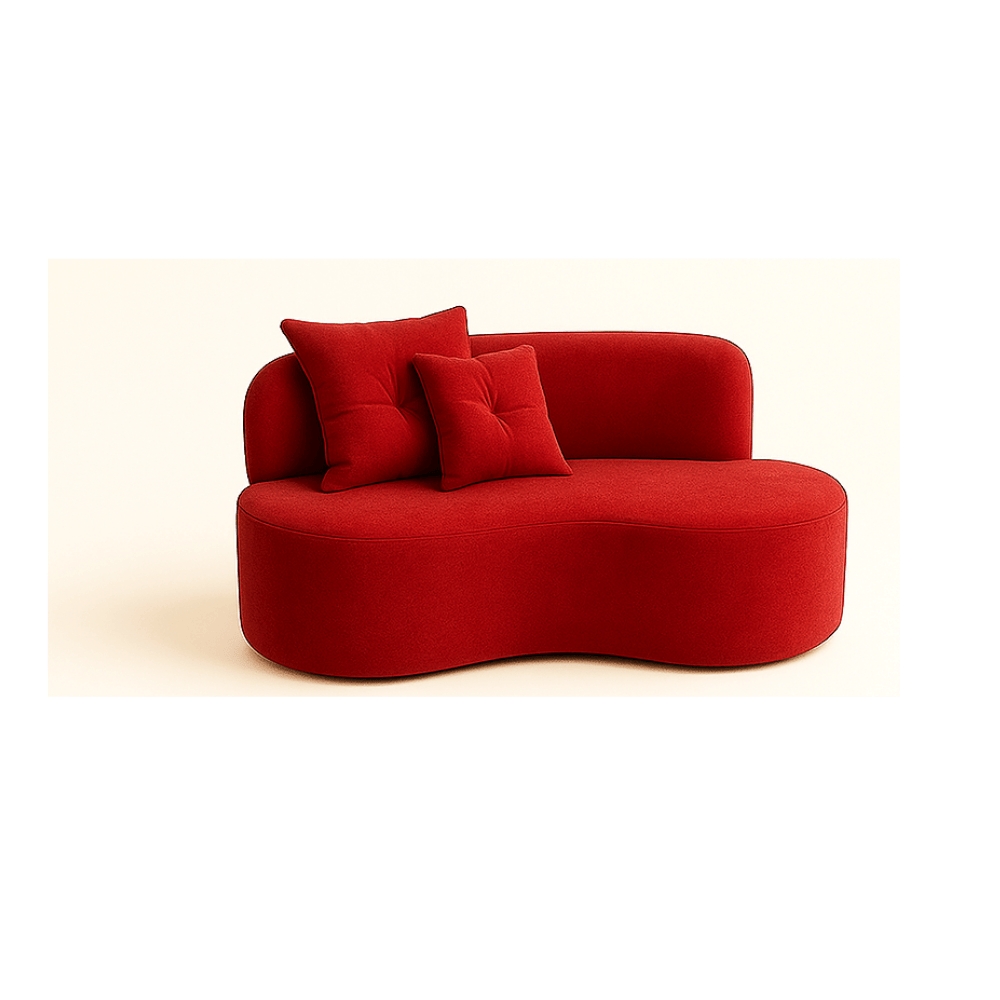 Conjunto Decorativo 02 Poltronas + Sofá Curvo Orgânico Nature Gaia Suede Vermelho - Montanaris Decor