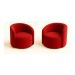 Conjunto Decorativo 02 Poltronas + Sofá Curvo Orgânico Nature Gaia Suede Vermelho - Montanaris Decor