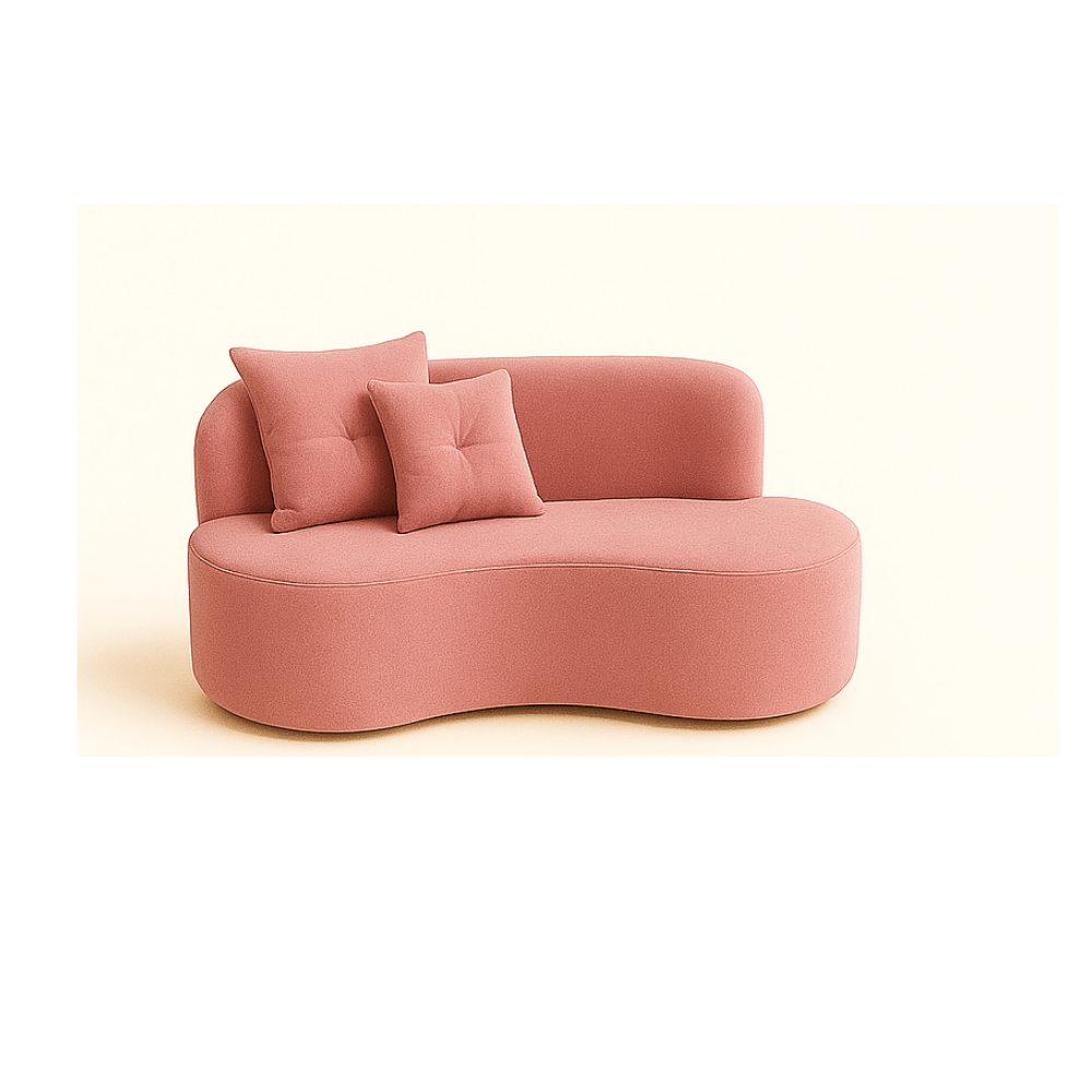 Conjunto Decorativo 02 Poltronas + Sofá Curvo Orgânico Nature Gaia Veludo Rosa - Montanaris Decor