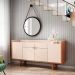 Conjunto Sala de Jantar Cristaleira Liz com Buffet Melanie Off White/Nature - Montanaris Decor
