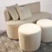 Conjunto Sofá Curvo Orgânico + 2Puffs Nature Gaia Boucle Bege - Montanaris Decor
