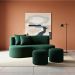 Conjunto Sofá Curvo Orgânico + 2Puffs Nature Gaia Boucle Verde - Montanaris Decor
