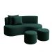 Conjunto Sofá Curvo Orgânico + 2Puffs Nature Gaia Boucle Verde - Montanaris Decor