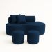 Conjunto Sofá Curvo Orgânico + 2Puffs Nature Gaia Suede Azul Marinho  - Montanaris Decor