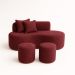 Conjunto Sofá Curvo Orgânico + 2Puffs Nature Gaia Suede Bordô - Montanaris Decor