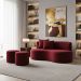 Conjunto Sofá Curvo Orgânico + 2Puffs Nature Gaia Suede Bordô - Montanaris Decor