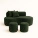 Conjunto Sofá Curvo Orgânico + 2Puffs Nature Gaia Suede Verde - Montanaris Decor