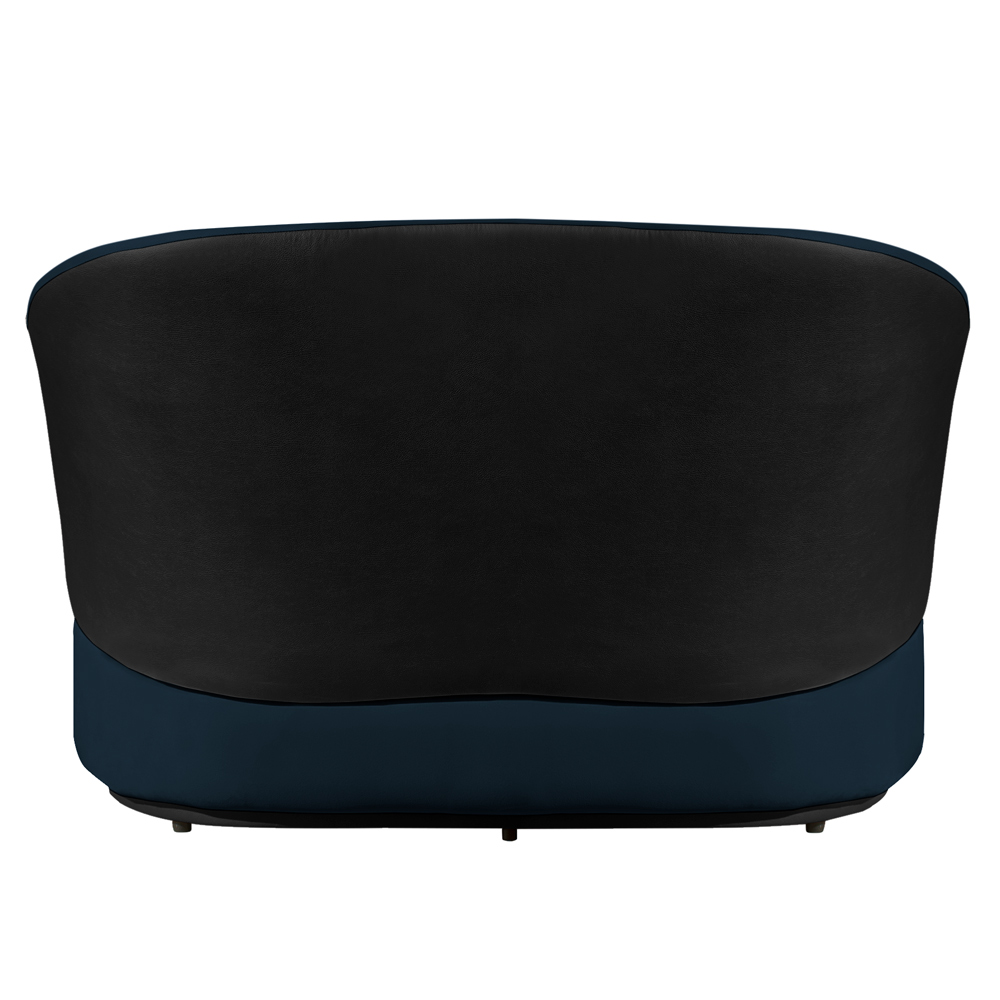 Conjunto Sofá Namoradeira com Poltrona Lara Veludo Azul Marinho/PU Preto - Montanaris Decor