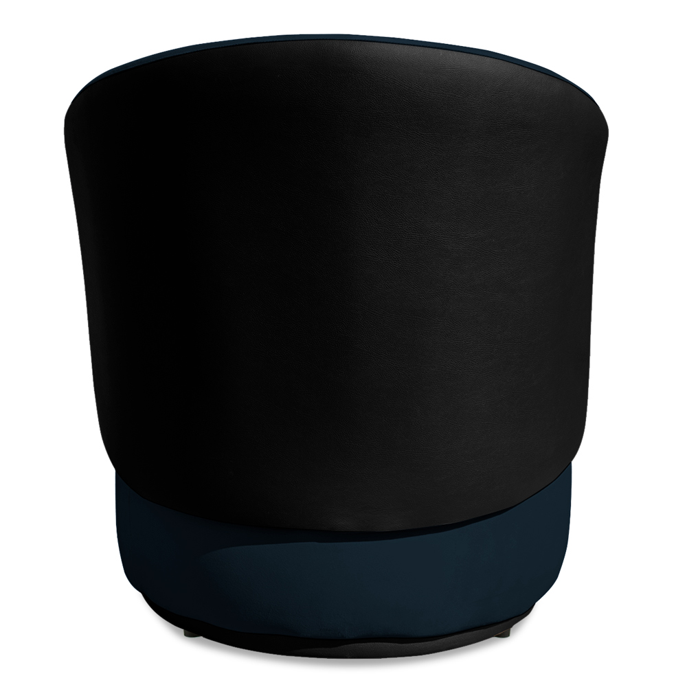 Conjunto Sofá Namoradeira com Poltrona Lara Veludo Azul Marinho/PU Preto - Montanaris Decor