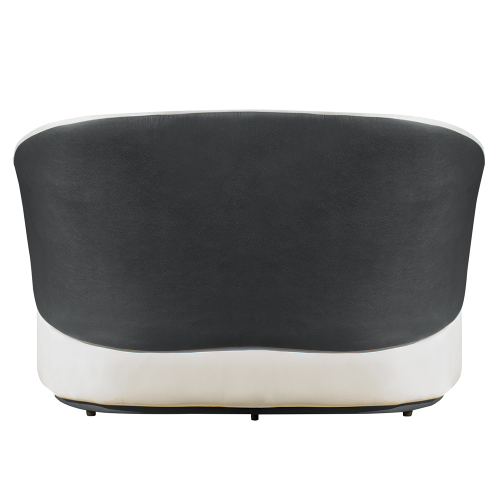 Conjunto Sofá Namoradeira com Poltrona Lara Veludo Bege/PU Cinza- Montanaris Decor