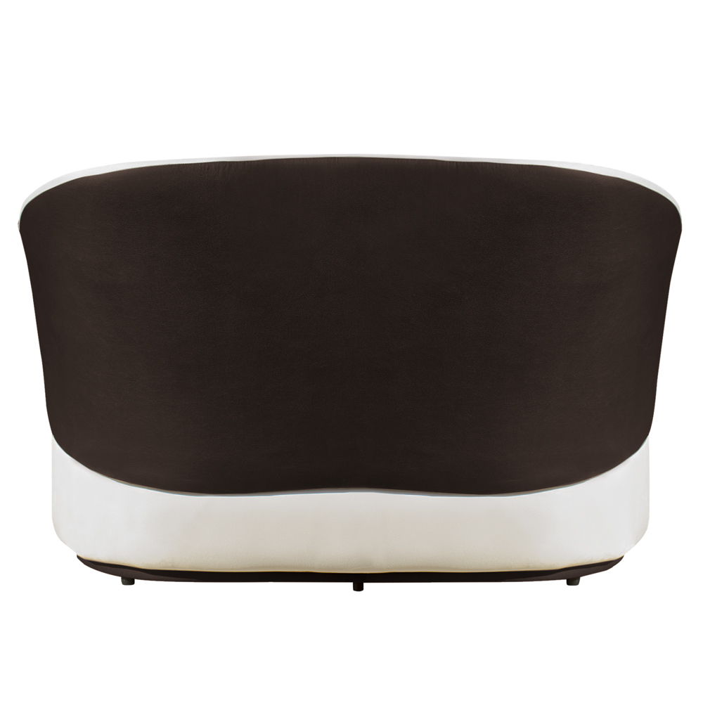 Conjunto Sofá Namoradeira com Poltrona Lara Veludo Bege/PU Marrom - Montanaris Decor